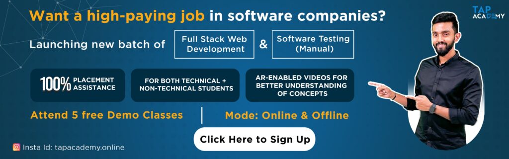Tap academy full stack web develeopment course and manual testing course